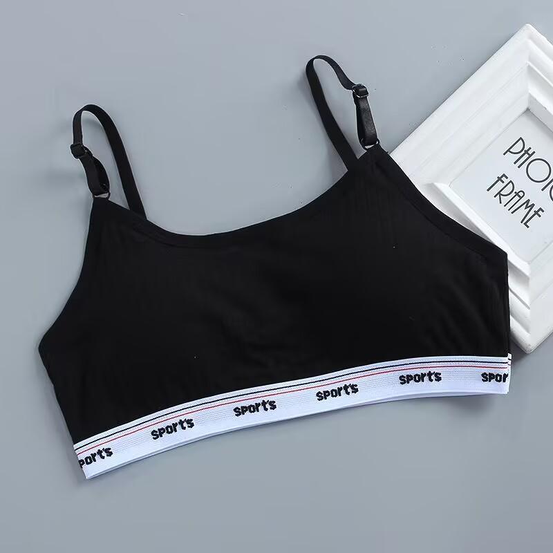 

Спортивное нижнее белье для девочек, хлопковое нижнее белье, детский тренировочный бюстгальтер, бюстгальтер для молодых девочек, нижнее белье для подростков 8-16 лет one size чёрный
