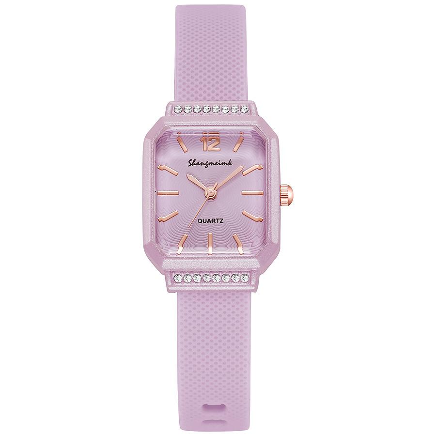 South East Asia Dopamine Quartz Ladies Watch Simple Diamond Silicone Watch Women'S Watch