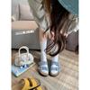 Sheepskin version comfortable lazy double buckle with versatile thick-bottomed half slippers women's summer outdoor sandals