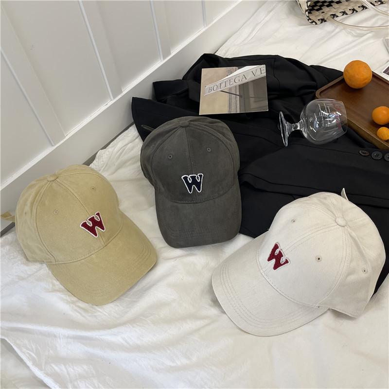 Letter baseball cap women's wide brim big head circumference black cap fashion couple retro face hat
