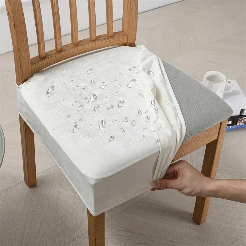 1/6PCS Waterproof  PU Leather Chair Cover Removable Dining Chairs Slipcovers Elastic Chair Seat Covers for Kitchen Hotel Wedding