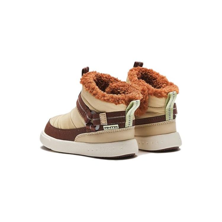 Anta Kids Versatile Daily Shock Absorbing Wear Resistant High Top Walking Shoes Baby Shoes Brown A312340066-2