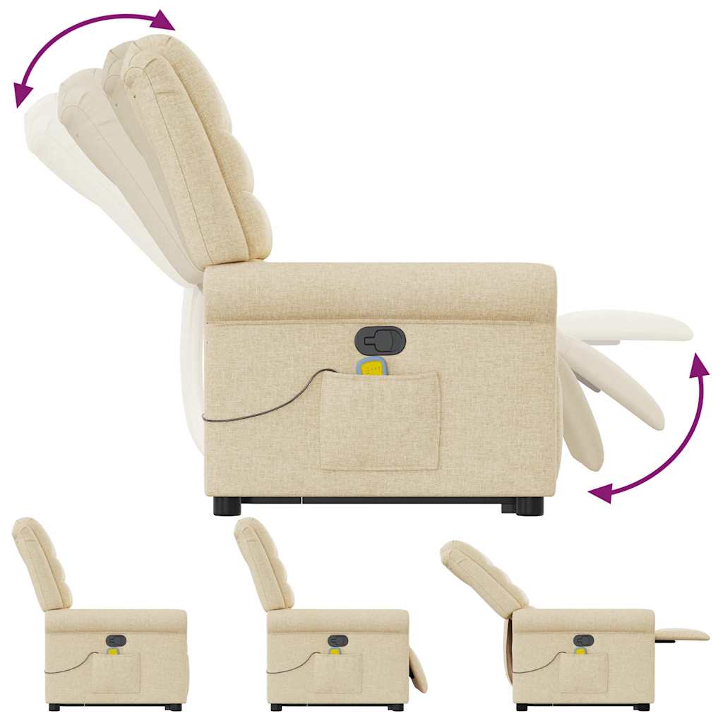 Massage Recliner with Rising Aid Cream Fabric