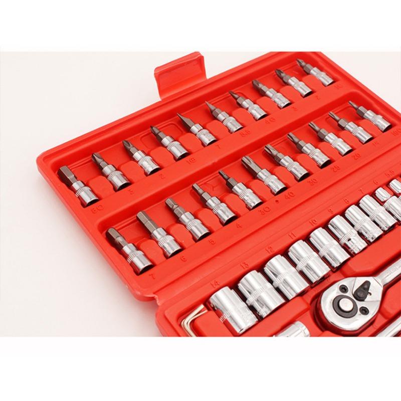 46 buc cheie tubulară cu clichet pentru reparații auto