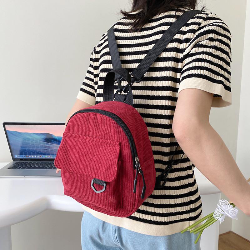 2023 New Velvet Women's Bag Korean Trendy Soft Sister Shopping Backpack Simple Solid Color Student Backpack For Girls Green)