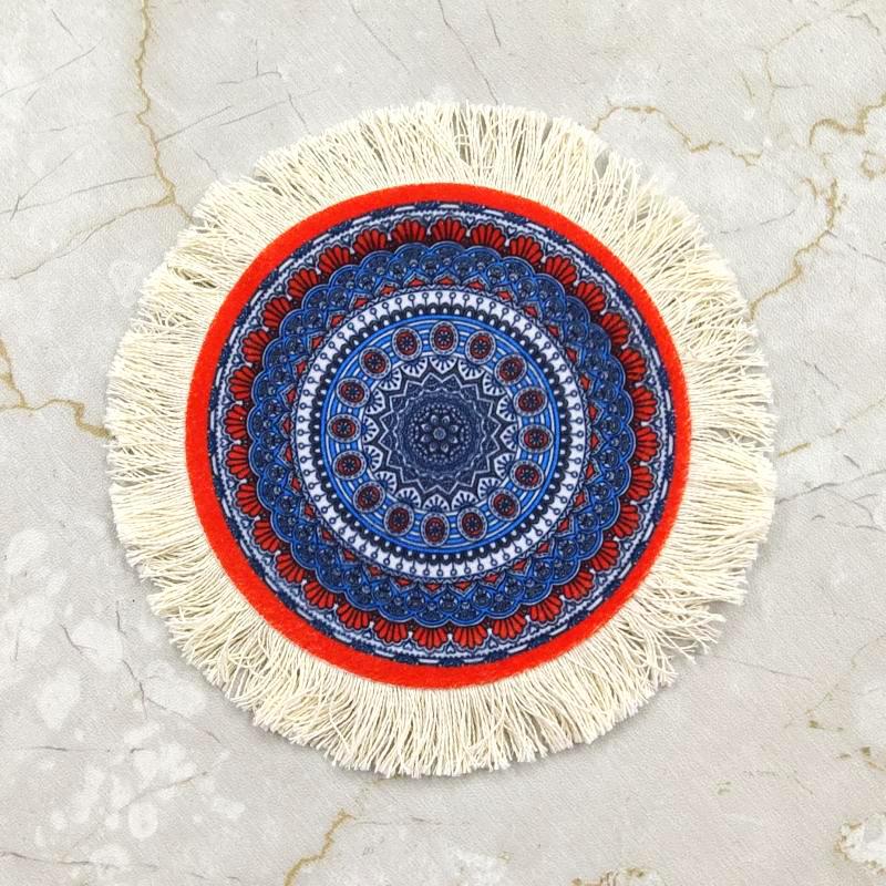 1PC Multi-Use Heat-Resistant Coaster Artisanal Round Durable Mat Non-Slip Ethnic Style Bohemian Coffee Washable 10cm