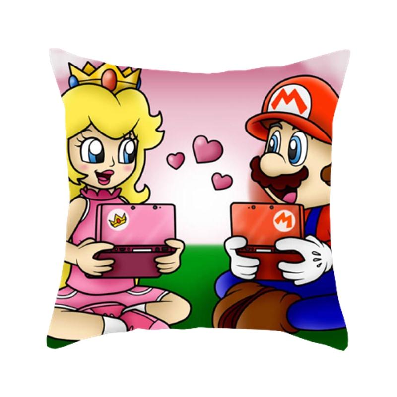 

Super Soft And Cute Mario Plush Pillow Cover For Sofa Or Bed Decoration 45x45cm Mario and Peach