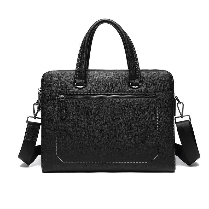 

Стильный кожаный портфель большой вместимости для мужчин: Универсальная сумка через плечо или дамская сумочка First layer cowhide 88393-3 чёрный