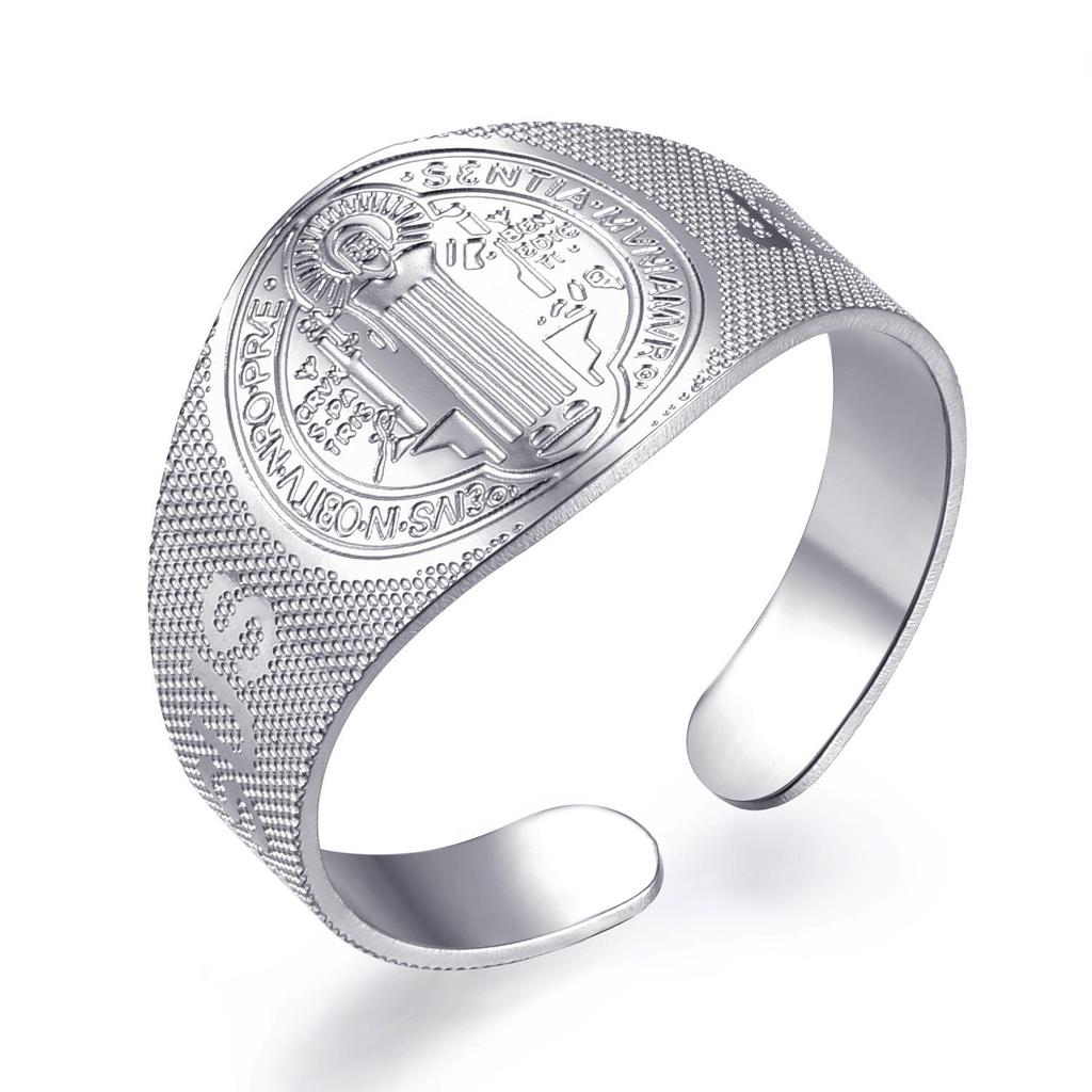 Open Design Hammered Exorcist Stainless Steel Retro Ring with Unique Personality