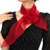 Elegant Silk Rose Scarf Soft Women’s Neck Scarf Simple Long Floral Scarf  Party Wear