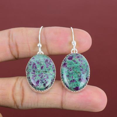 Orecchini Fuchsite Rubino Orecchini in Argento Sterling 925 Orecchino Pietra Naturale Orecchino Fatto a Mano Gioielli in Argento Orecchino Nuovo di Zecca Regali di Matrimonio