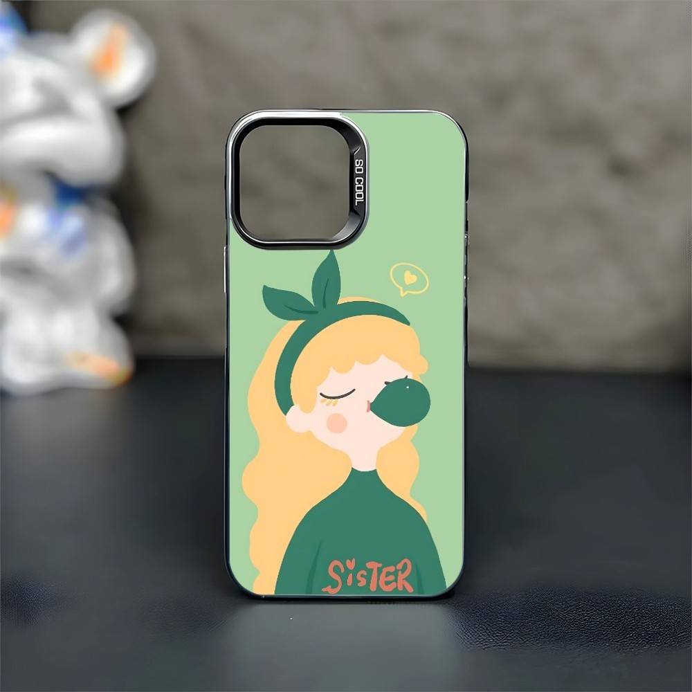 Sweet girl Phone Case For iPhone17,16,15,14,13,12,11 Plus,Pro Max Black Matte Shockproof Cover