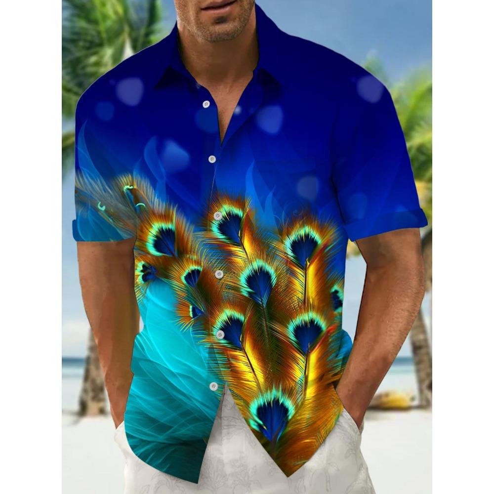 Nuova Camicia da Uomo Hawaii Primavera/Estate Moda Tempo Libero Passeggiata in Città Turista Spiaggia Stampata Completamente Aperta Manica Corta Bottoni, Spedizione Rapida