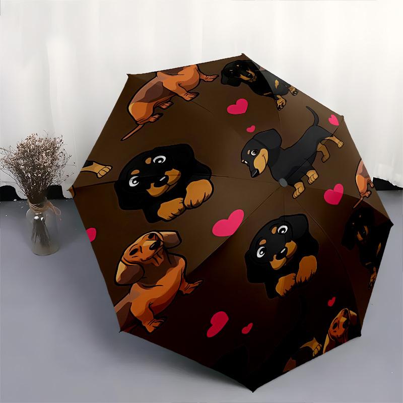 Dachshund Heart- Automatic Umbrella,Suitable for Men and Women, Outdoor Accessories, Suitable for Birthdays 1018b