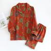 Floral Jacquard Cotton Cardigan & Loungewear Set for Middle-Aged Women