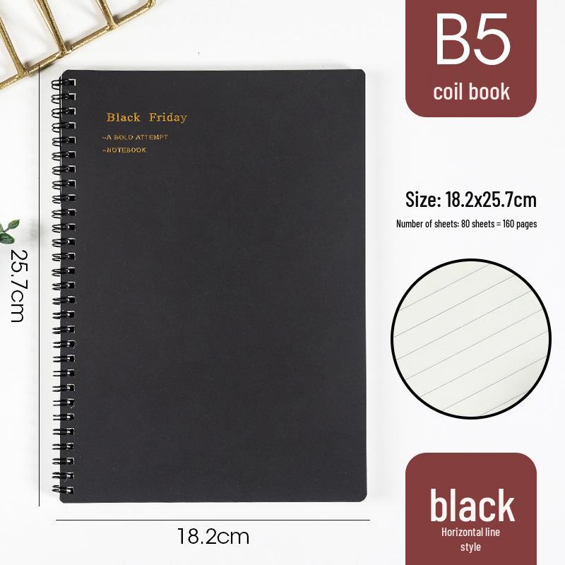 Morandi Coil Notebook with Frosted PP Cover and Horizontal Line Grid for Students