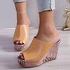Large Size Wedge Heel Sandals Women's Summer 2025 New Waterproof Table Super High Heel Thick Bottom Fish Mouth One Word Cool Slippers