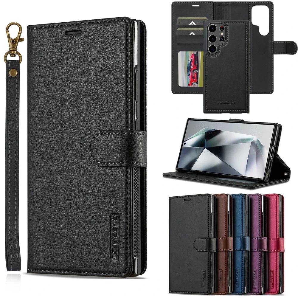 Magnetische Flip Brieftasche Fall Leder Telefon Abdeckung Für Samsung Galaxy S25 Rand S24 FE S23 S22 S21 Ultra Plus A15 A35 A55 A54 A55 A14 A16 A36 A56