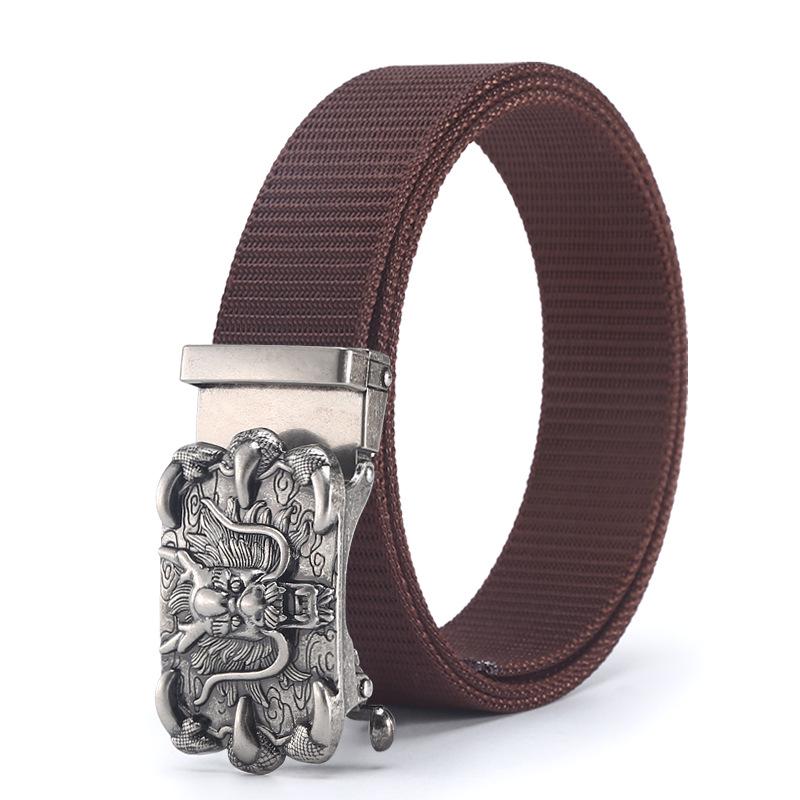 Men's Nylon Outdoor Sports Belt with Bronze and Automatic Alloy Buckles