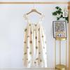 Ladies Summertime Cotton Yarn Pure Cotton Thin Suspender Nightdress Loose Mid-length Sweet and Lovely Long-cut Home Dress Camisola Sexy