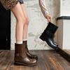 Cowhide~ Leather Belt Buckle Straight Boots Small Thick-soled British Martin Boots Western Boots Short Boots Women's Knight Boots