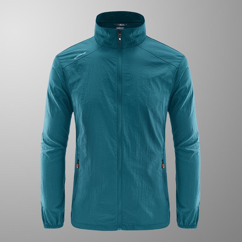 Summer 1011 men's ultra-thin breathable stand-collar UV protection jacket, fishing suit men's skin clothing live stream