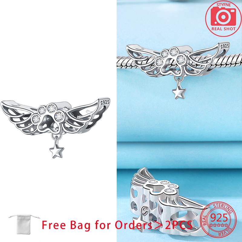 Elegant Copper Charms Cat Dog Paw Print Beads Fit Original Bracelets Beads Charms Jewelry Making Fine Jewelry Gift