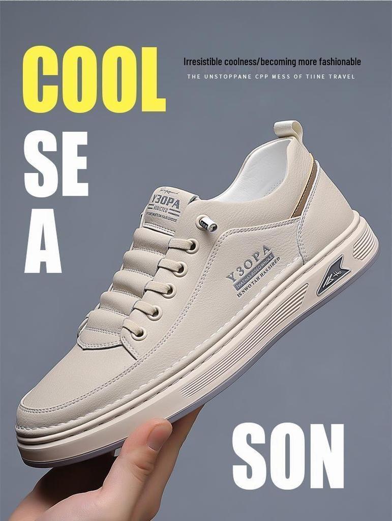 Men's Casual Genuine Leather Non-Slip Breathable Board Shoes