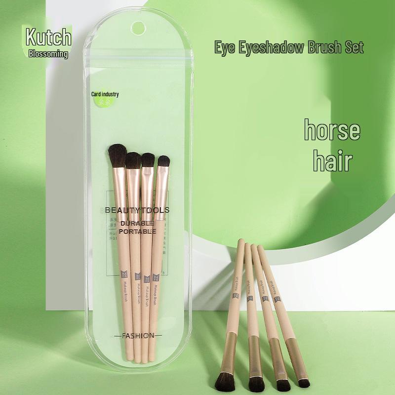 

Kaqiduo Duo Eyeshadow Set: 4-Piece Horse Hair Brush Kit for Blending & Contouring