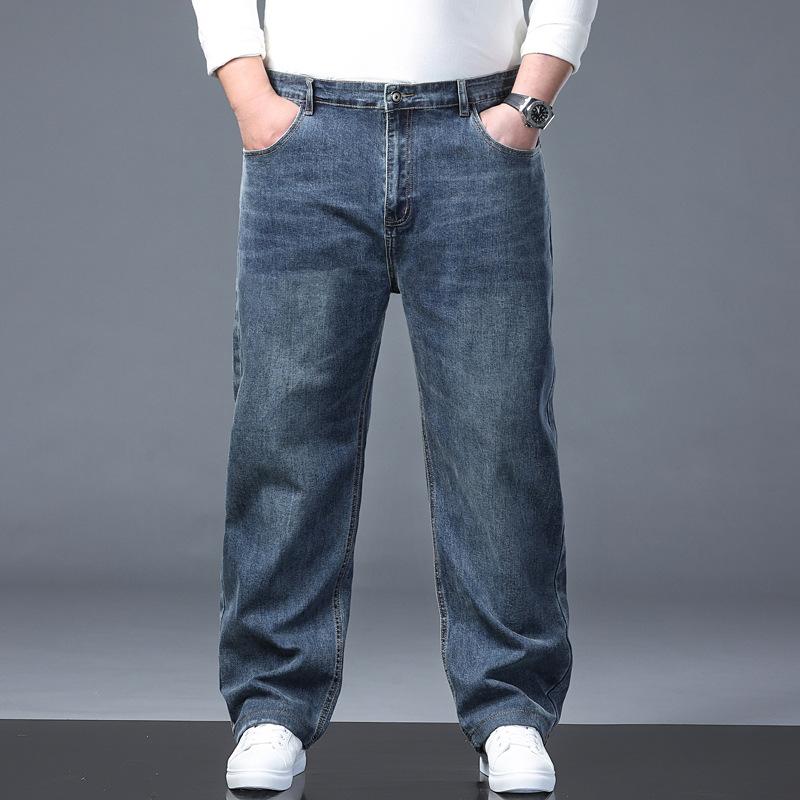 Rechte Oversized Heren Jeans Herfst Losse Pasvorm Wijde Pijp Broeken Heren Veelzijdige Middenleeftijd Business Casual Broeken