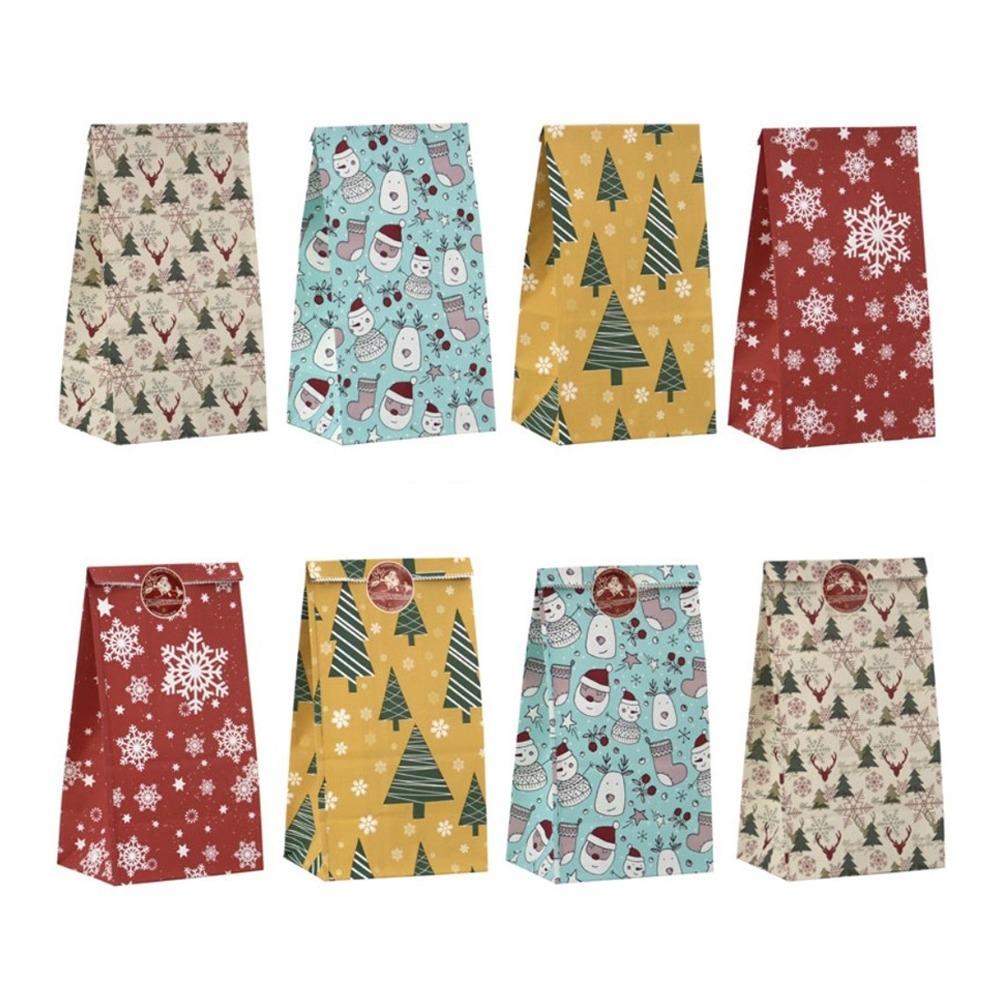 24pcs Gift Wrapping Paper Gift Bags Paper Holiday Goodie Bags Christmas Treat Bags  Holiday
