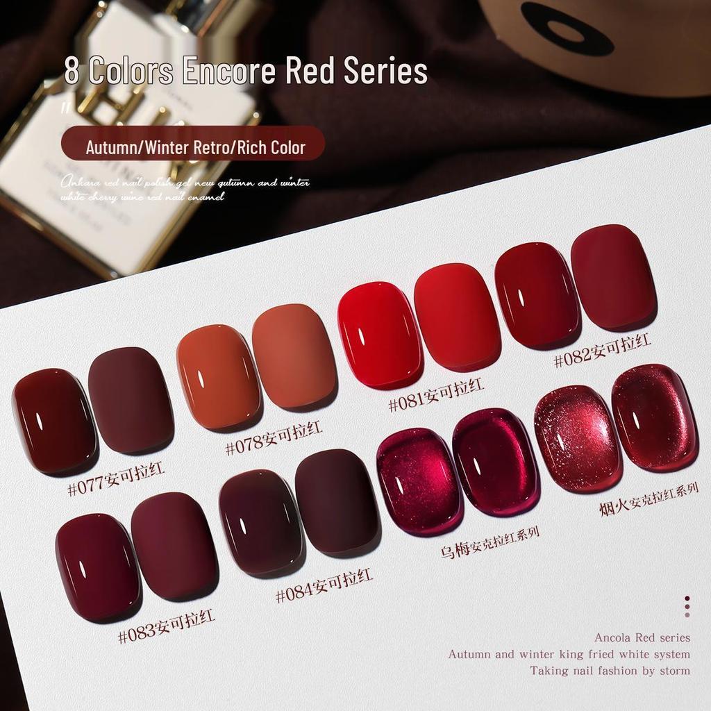 Ancola Red Oxblood Cherry Cat Eye Gel Polish - Autumn/Winter 2025 Collection