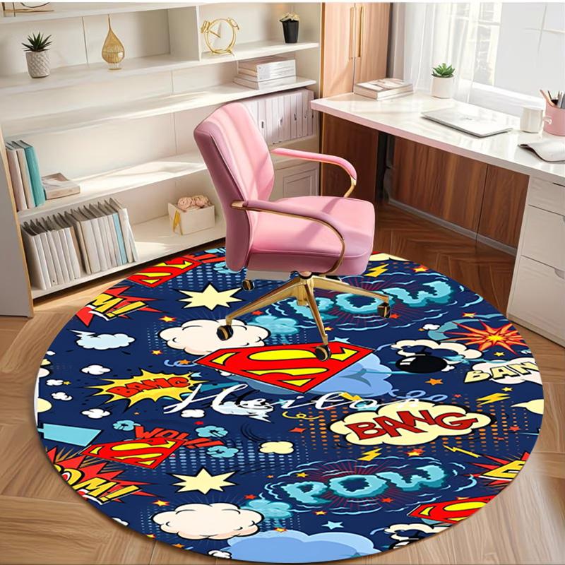 Superman Print Round Rug, Washable Floor Carpet, For Entryway Dorm Laundry Room Office Study, Home Decor Birthday Christmas Gift