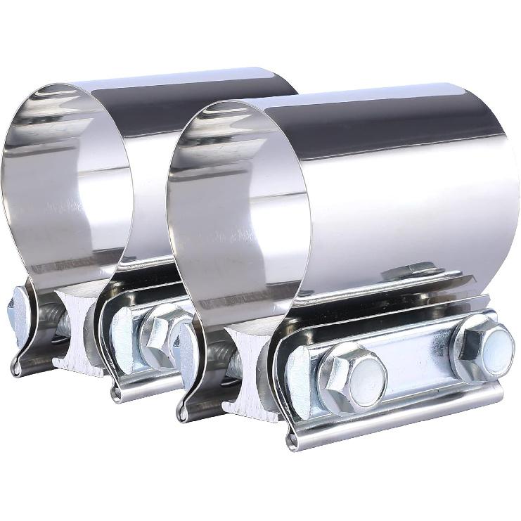 3'' Inch Butt Joint Exhaust Seal Band Clamp,Exhaust Band Clamp T304 Stainless Steel Universal (2 Packs)