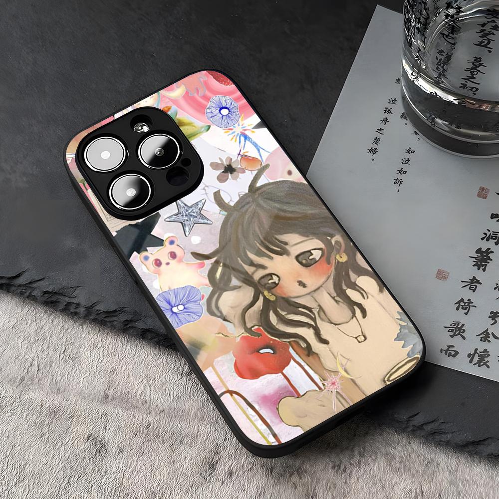 Aya Takano Paintings Phone Case Tempered Glass For IPhone 16 17 13 14 12 15 11 Pro Max Plus Mini X XR SE2020 Coque