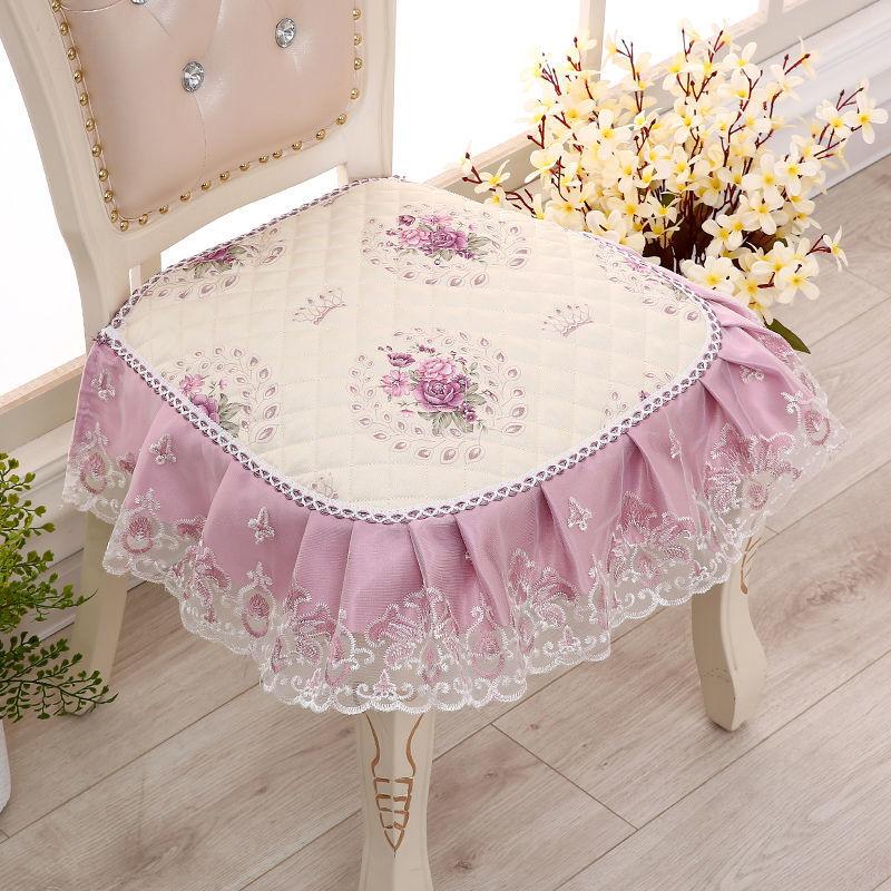 Dining Chair Cushion European Printed Seat Cushions with Lace Quality Four Seasons Stool Seat Mat Non-slip Buttocks Pad