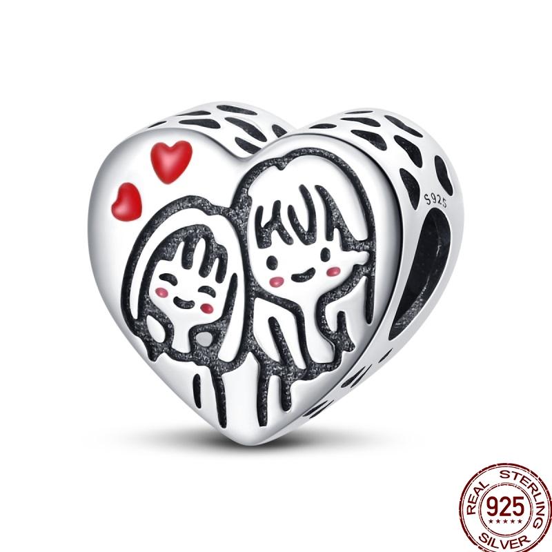 100% Copper Sister Friend Charm Love Heart Blessing Series Suitable For 3Mm'S Bracelet Ladies Fine Jewelry Gift