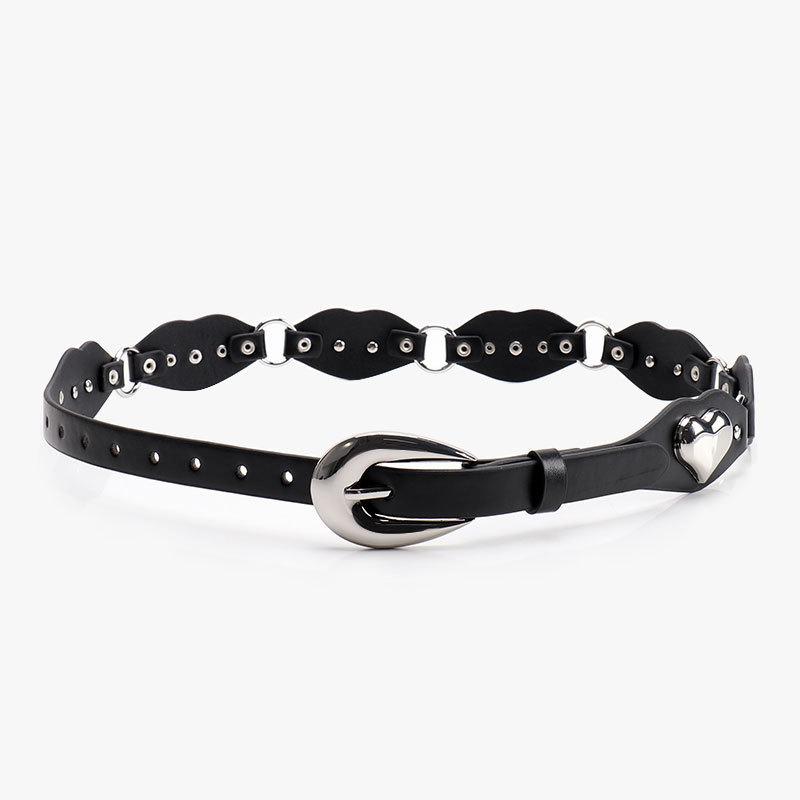 Готический ПУ-ремень с металлической пряжкой для темного стиля и фанатов панка чёрный