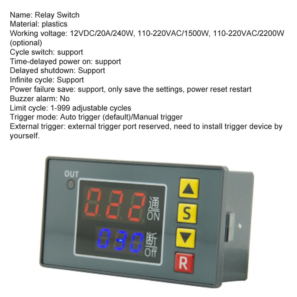 T3231 Programmable Time Control Controller Digital Time Delay 1 Way Relay Switch Active Output Auto Manual Trigger