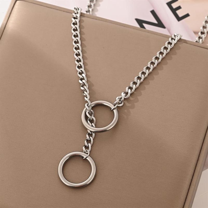 

Personalized Punk Copper Color Cuban Chain O-shaped Adjustable Necklace, Men s and Women s Fashion Trendy Accessories Zircon