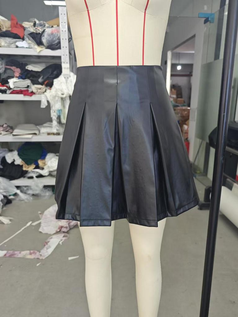 2025 Stylish Black Patchwork Mini Skirt - BB0588