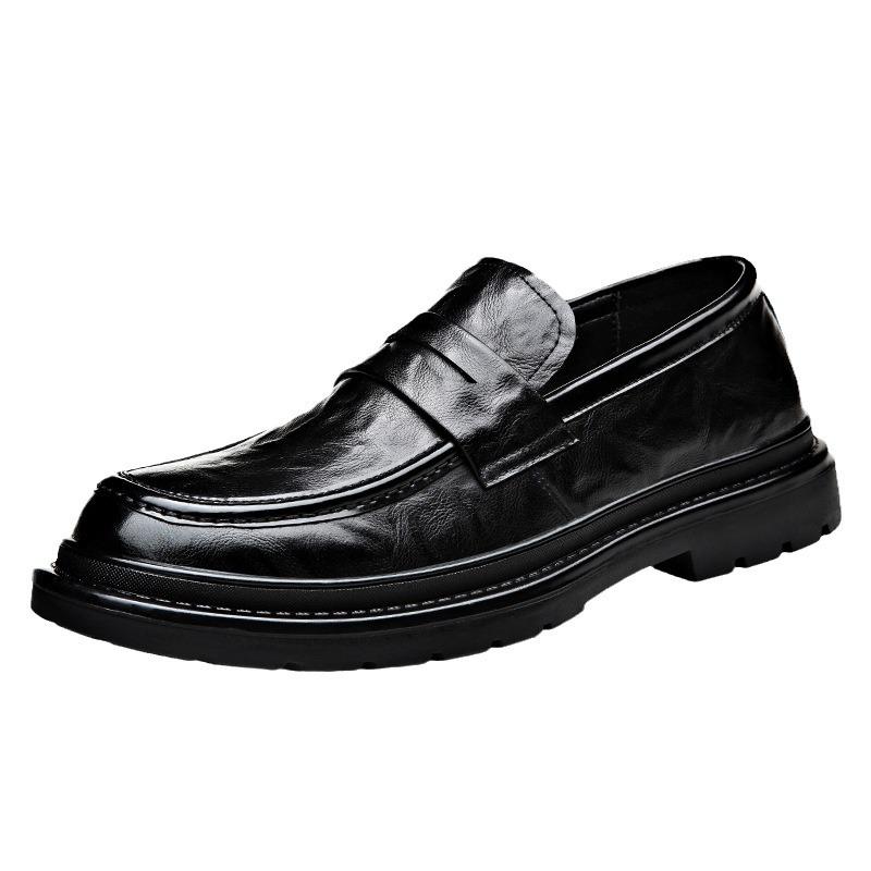 Herren Echtleder Slipper - Herbst/Winter 2025, Business Casual, Britischer Stil, Weiche Sohle, Rutschfest, Ideal für Hochzeiten.