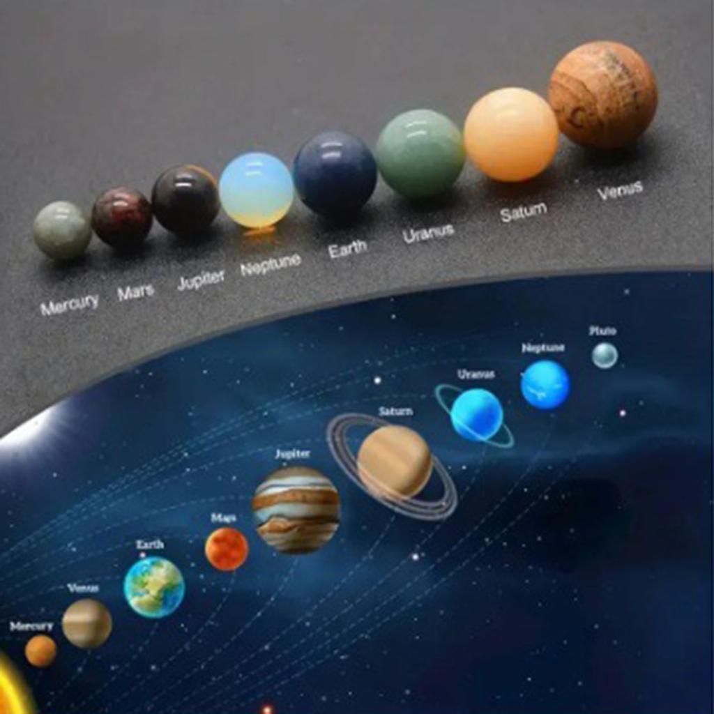 Nine Planets Of The Solar System Ornaments, Crystal Gemstone  Specimens, Round Desktop Planet Ornaments.