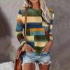 Autumn Cotton Women's T Shirt Long Sleeve Pullover Stripe Print Female Oversized Clothing Street Casual O Neck T-shirts Tops
