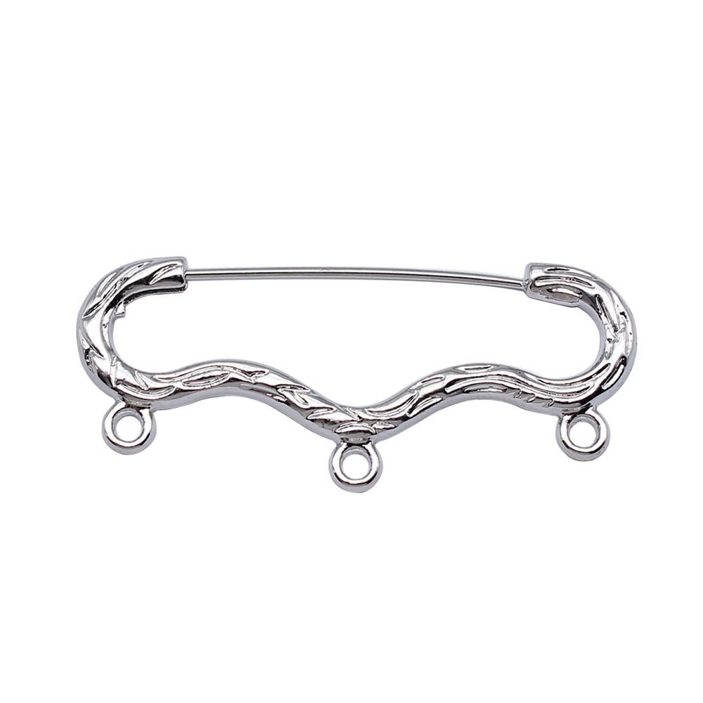 Multi Hole Textured Safety Pins Brooch Connectors For Jewelry Components