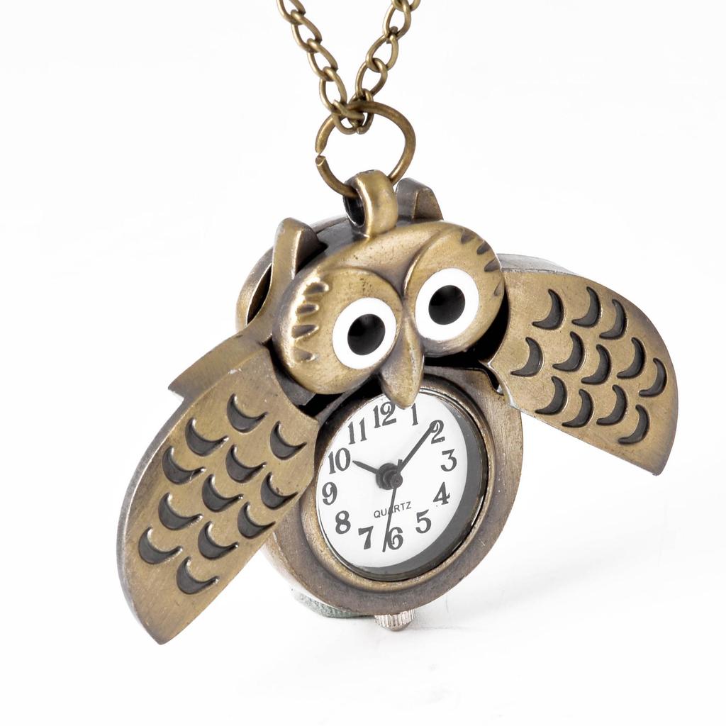 Antique Bronze Owl Pocket Watch 6104