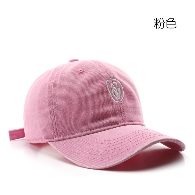 

Personalized autumn and winter washed embroidered baseball cap outdoor travel sunscreen sunshade sun cap розовый