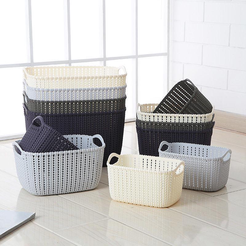 

Imitation Rattan Woven Desktop Storage Basket for Home Small - High - 1 piece коричневий