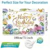 2D Spring Floral Birthday Backdrop, Gold Letter "Happy Birthday To You" Banner, Party Background Cloth