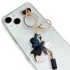 [byDream] 3D Flower Key Ring with Charm, Car Keychain, PU Leather, Phone and Bag Keyring, Bag Decoration (White)